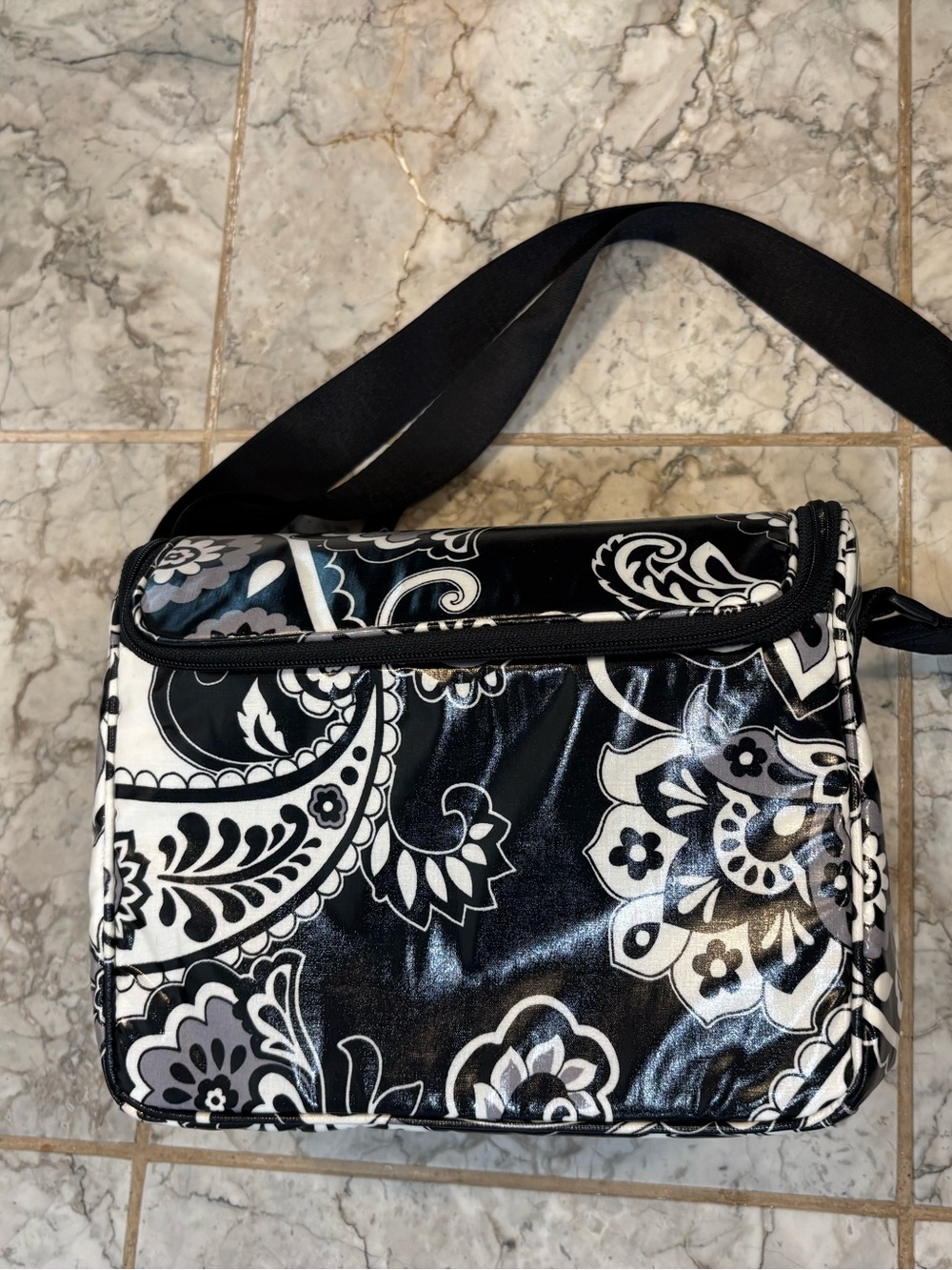 Vera Bradley Lunch Cooler Insulated Bag Black & White Plastic